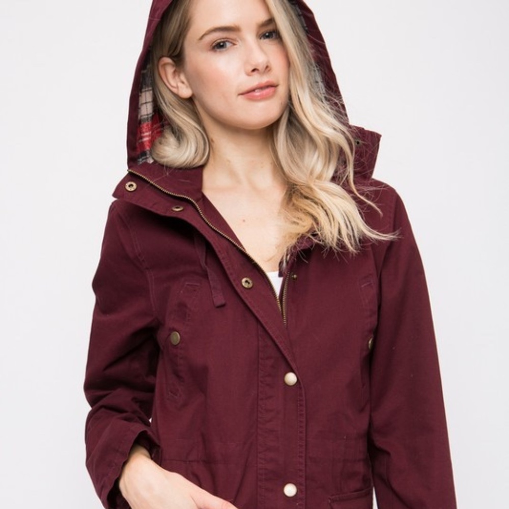 NWT Wine-Colored Lightweight Utility Jacket